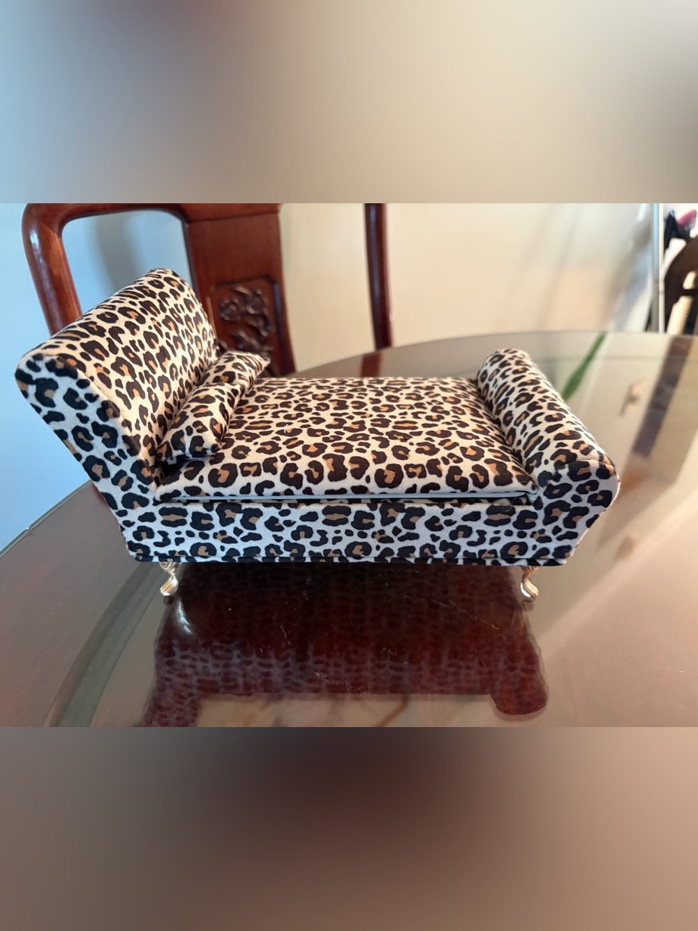 Leopard Print Accent Chaise Jewelry Box, NWT